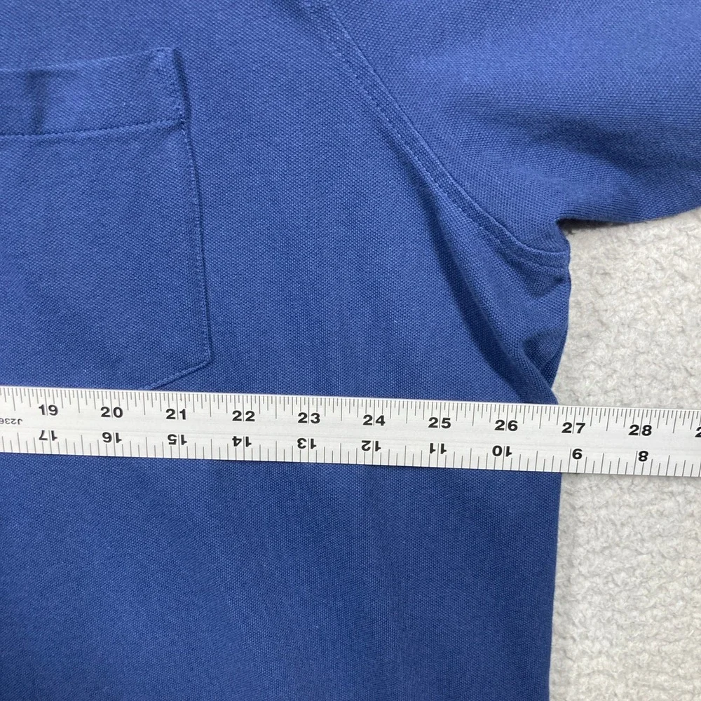 Lands End Polo Shirt Mens XXL Tall Blue Contrast Chambray Collar Preppy Golf